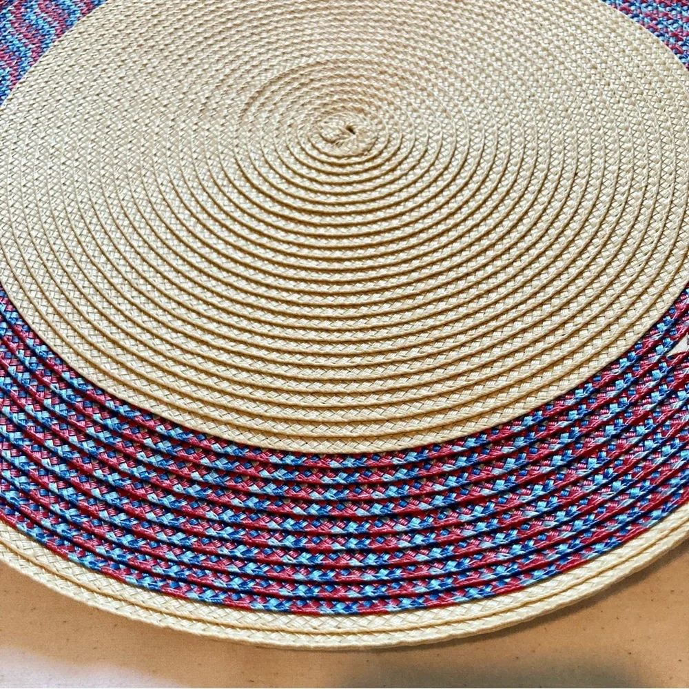 SONOMA Round Braided Placemats  Set of 6 Red and Blue Colorful 15